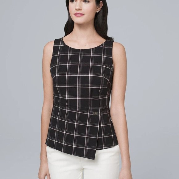 White House Black Market Tops - NWT White House Black Market Plaid Bodice Top - Sleeveless Size 4 H13603